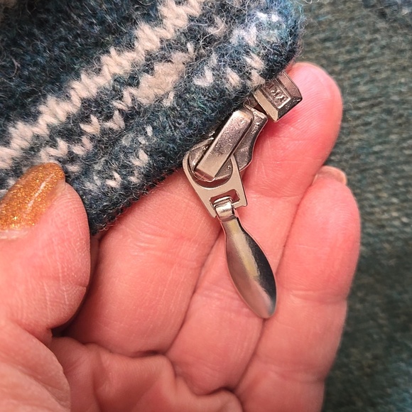 Vinatge Lambswool Blend Appleseeds Nordic Fair Isle Zip Front Cardigan Womens M - Picture 9 of 10